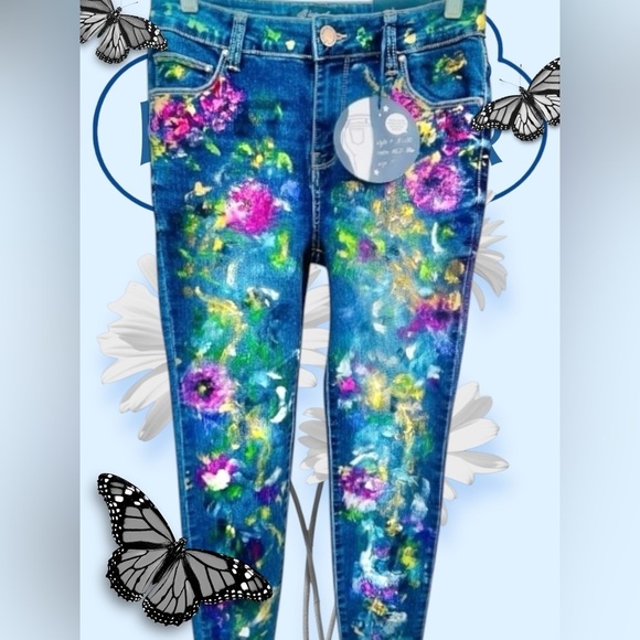 NWT! Blue Age Denim Collection Young Women Hand Painted Jeans Juniors 7 - Picture 5 of 10
